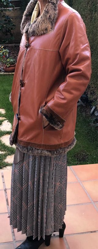 Chaquetón piel mujer T.42 color camel oscuro