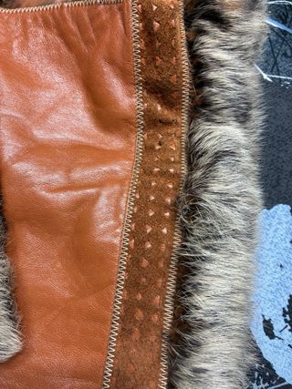 Chaquetón piel mujer T.42 color camel oscuro