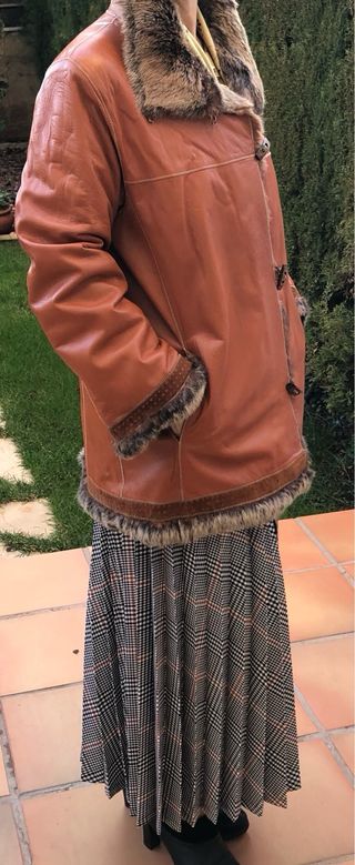 Chaquetón piel mujer T.42 color camel oscuro