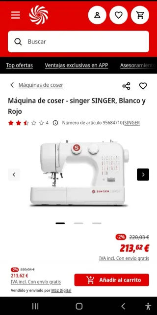 MÁQUINA DE COSER SINGER SM024 - NUEVA. SIN USAR.