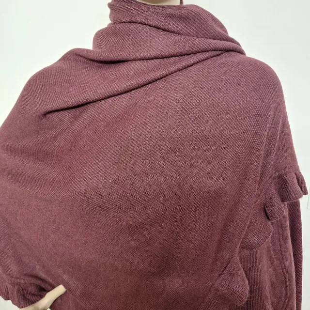 Sciarpone donna bordeaux con rouches