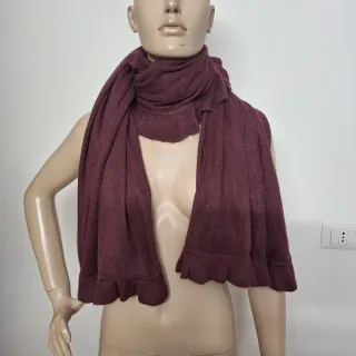 Sciarpone donna bordeaux con rouches