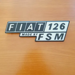 Scritta "Fiat 126 FSM" posteriore plastica. Nuova