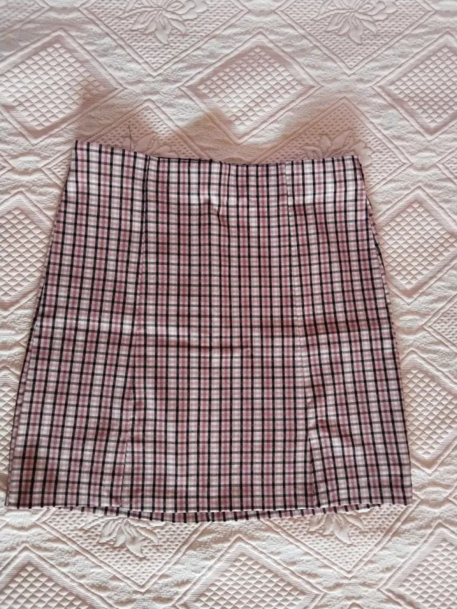 Falda cuadros rosa y blanca