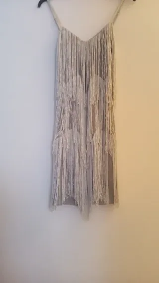 Vestido plateado con flecos