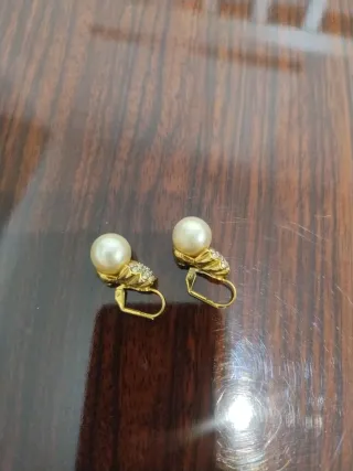 Pendientes Vintage ORO Perla y piedras.