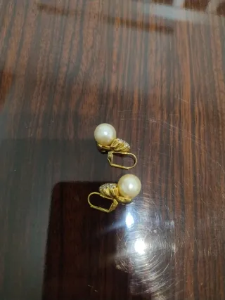 Pendientes Vintage ORO Perla y piedras.