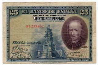 Billete de 25 pesetas de 1928