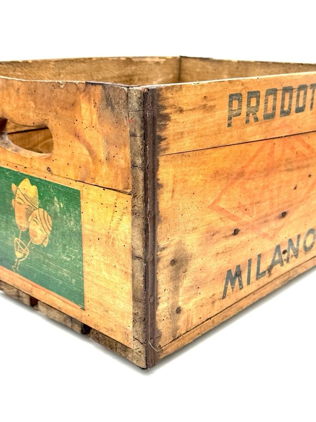 Cassetta legno SABA Milano Oransoda Lemonsoda anni 50-60 vintage