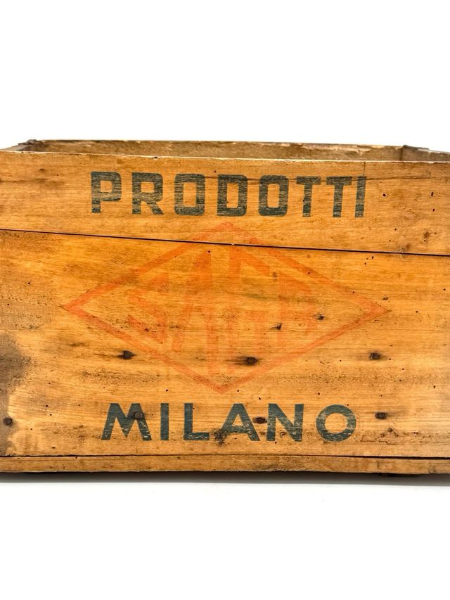 Cassetta legno SABA Milano Oransoda Lemonsoda anni 50-60 vintage