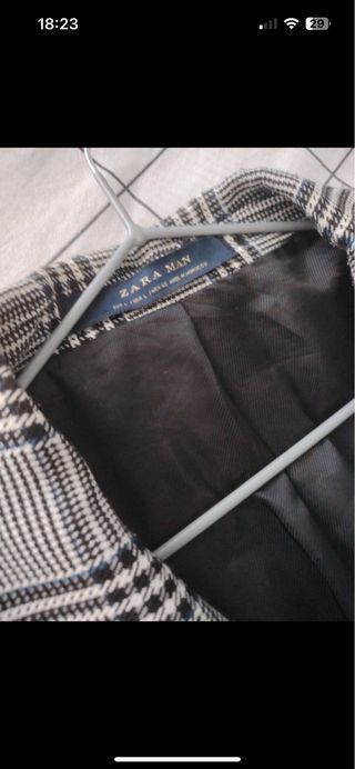 Chaquetón Zara Cuadros Talla L