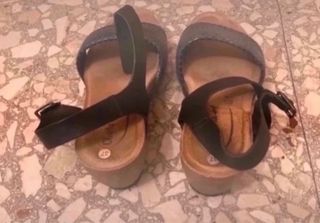 Sandali comodi blu e argento