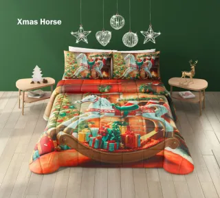Trapunta natalizia cavallo a dondolo