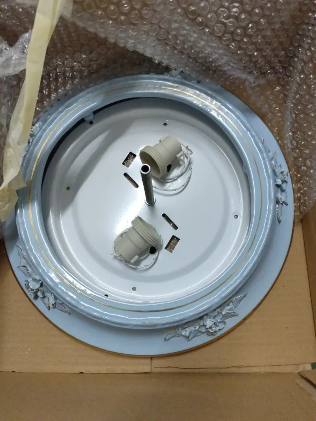 Lámpara vintage porcelana azul y blanco