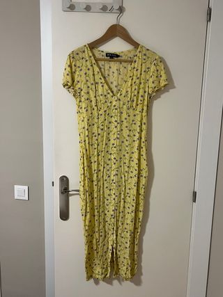 Vestido Motel Amarillo Flores Largo