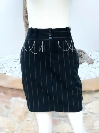 Gonna Blugaya a righe con catene