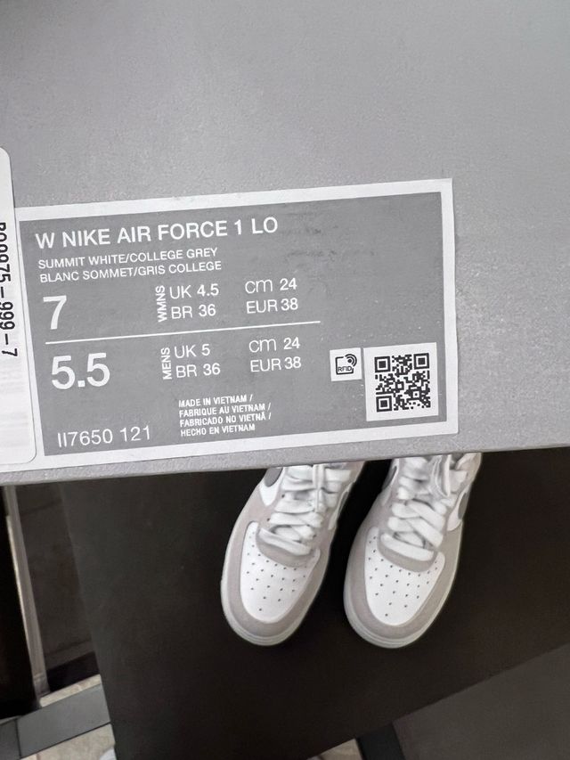 Nike Air Force 1 Gris Blanco Talla 38