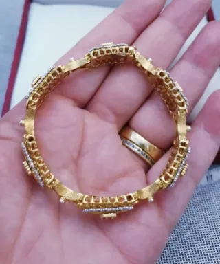 Pulsera Oro 18k Diamantes y Rubíes 33.95g
