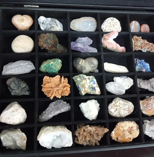 Collezione 36 minerali e rocce naturali