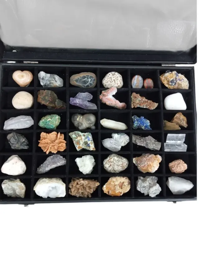 Collezione 36 minerali e rocce naturali