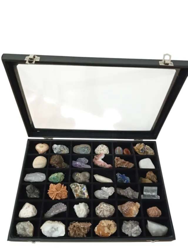 Collezione 36 minerali e rocce naturali