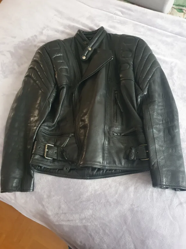 Cazadora Piel Motorista Negra