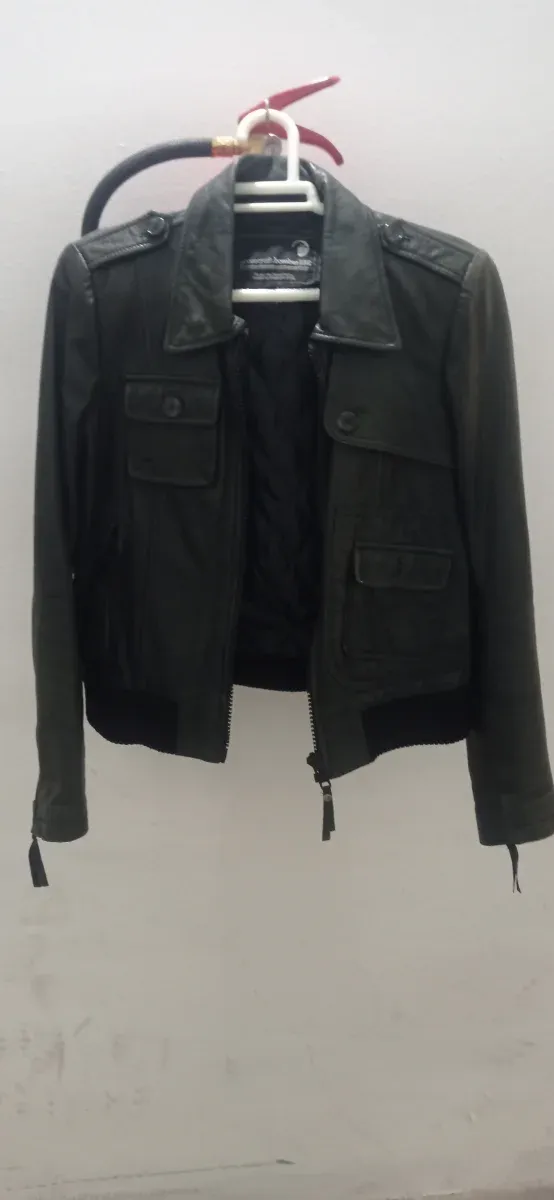 Chaqueta bomber piel mujer marrón