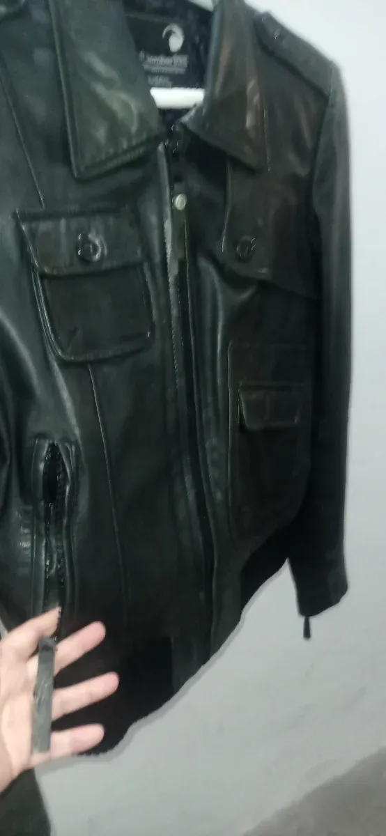 Chaqueta bomber piel mujer marrón