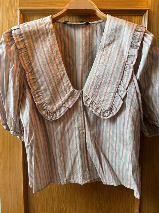 Camisa cuello bebé rayas