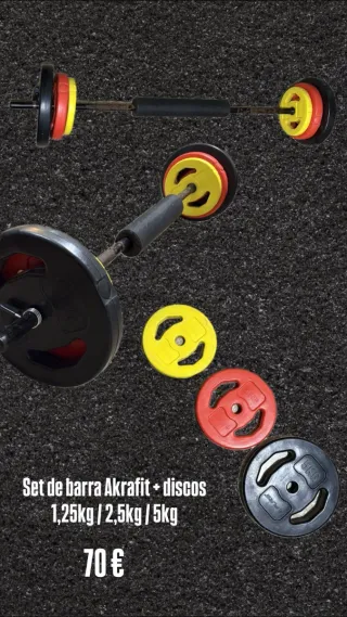 Set Barra Akrafit + Discos 1.25kg/2.5kg/5kg