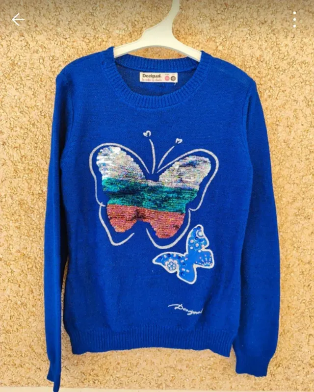 Jersey niña Desigual mariposa lentejuelas