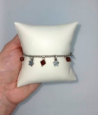 Pulsera fantasía plateada y marrón