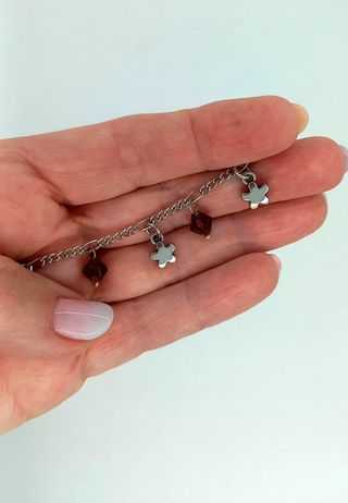 Pulsera fantasía plateada y marrón