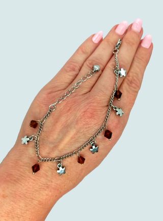 Pulsera fantasía plateada y marrón