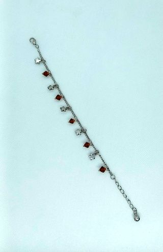 Pulsera fantasía plateada y marrón