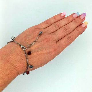 Pulsera fantasía plateada y marrón