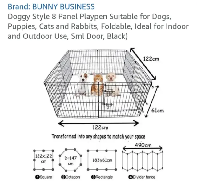 Parco per cani Bunny Business a 8 pannelli