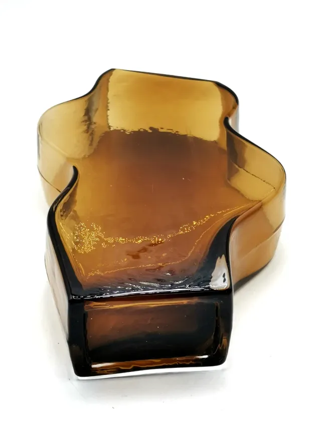 Bonito jarrón de vidrio vintage color caramelo