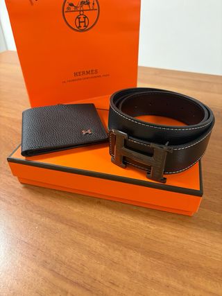 Set Portafoglio e Cintura Hermès Nero