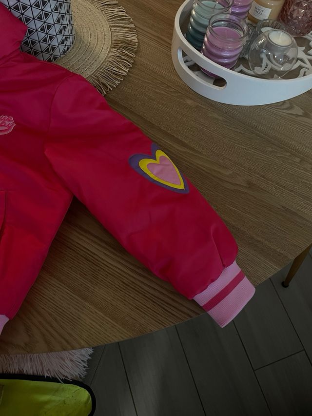 Bomberino bambina rosa con zip e cuore