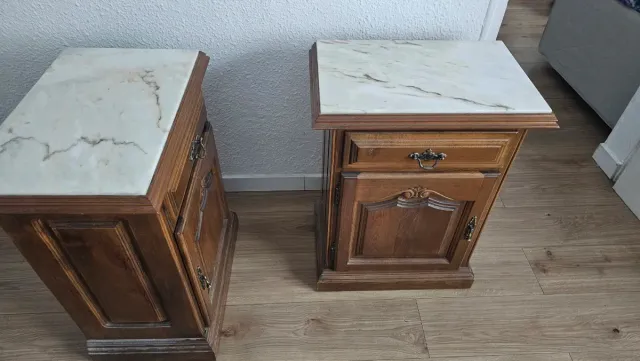 Mesita de noche madera y mármol