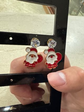 Coppia orecchini Babbo Natale acciaio