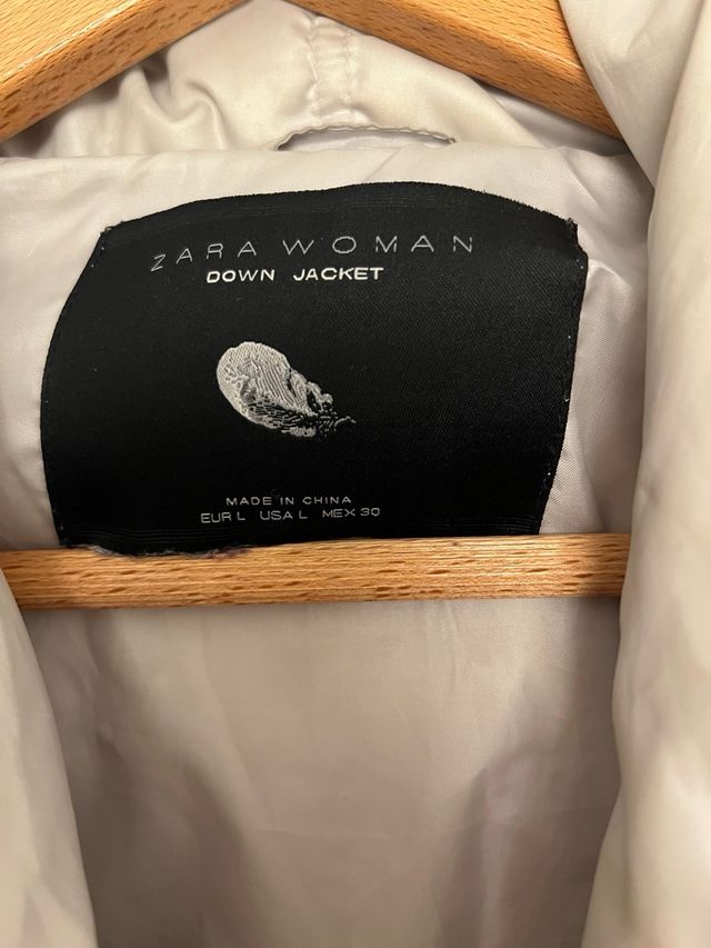 Abrigo acolchado mujer beige/gris