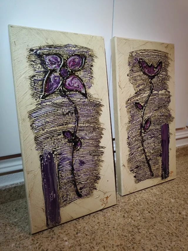 Juego de 2 cuadros decorativos florales