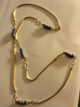 Collana vintage oro e blu