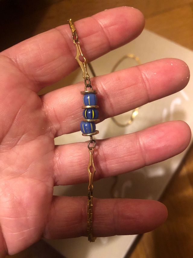 Collana vintage oro e blu