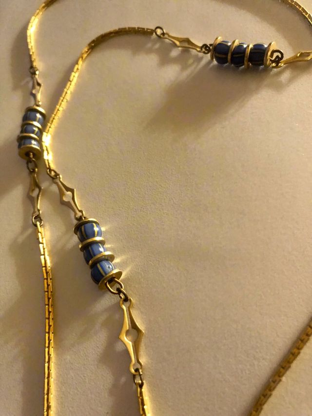 Collana vintage oro e blu