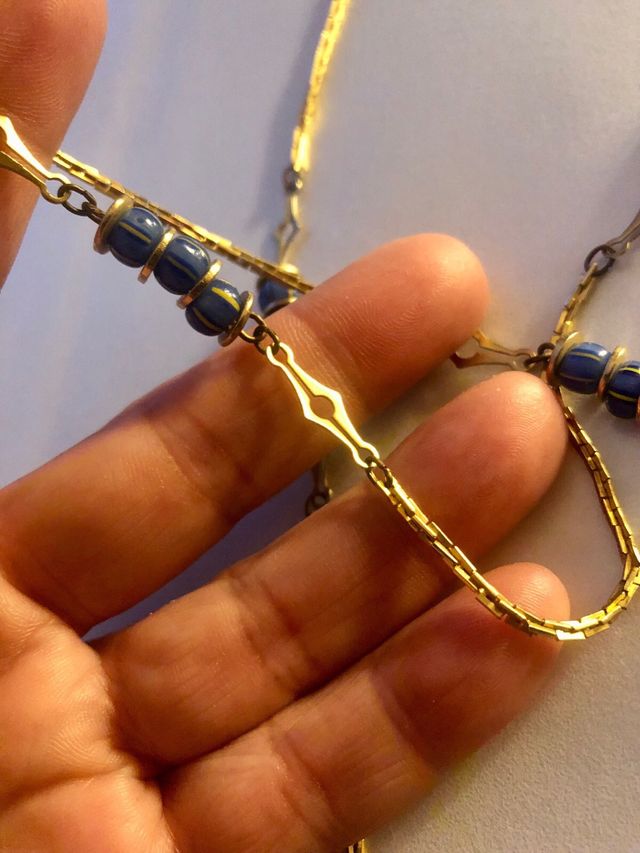 Collana vintage oro e blu