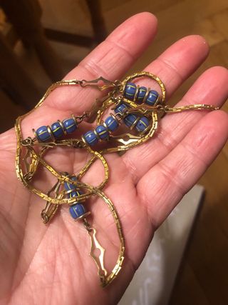 Collana vintage oro e blu