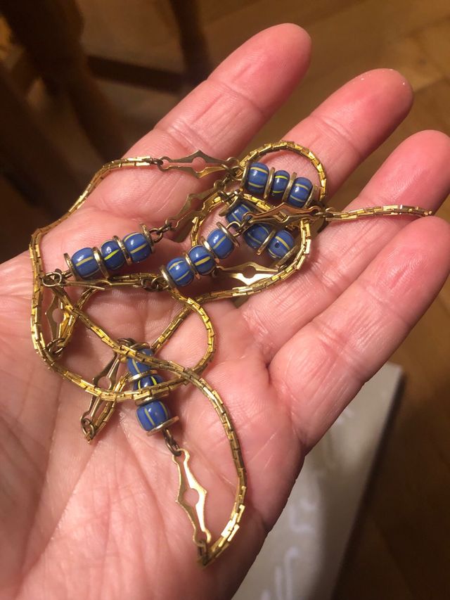 Collana vintage oro e blu